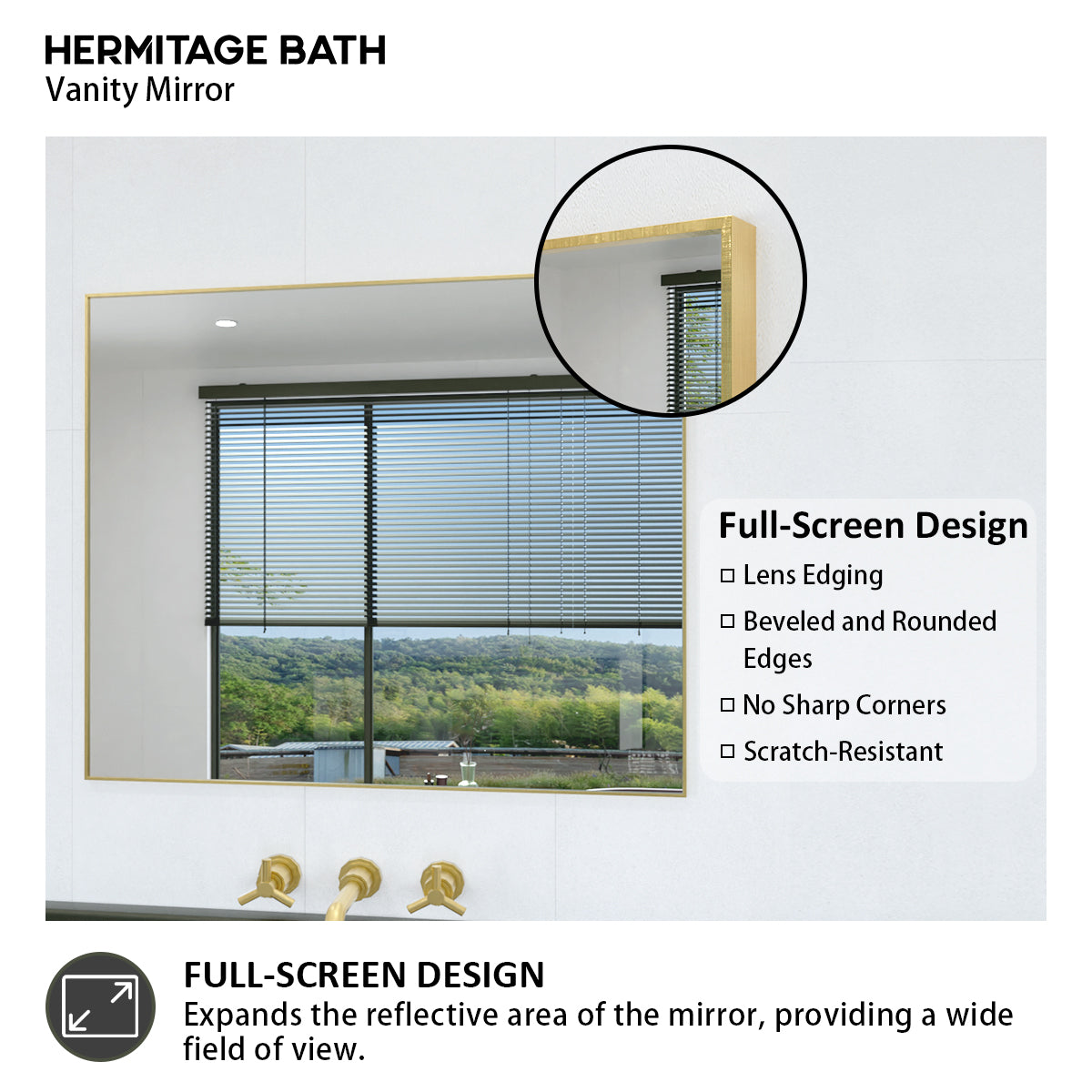 Obvilion 36 in. W x 30 in. H Rectangular Framed Wall Bathroom Vanity Mirror 3630GD-5