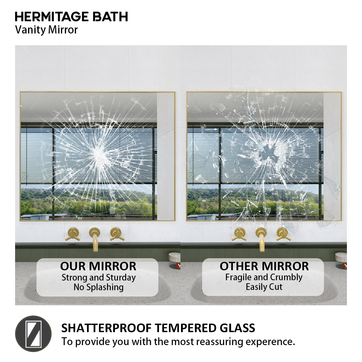 Obvilion 36 in. W x 30 in. H Rectangular Framed Wall Bathroom Vanity Mirror 3630GD-6