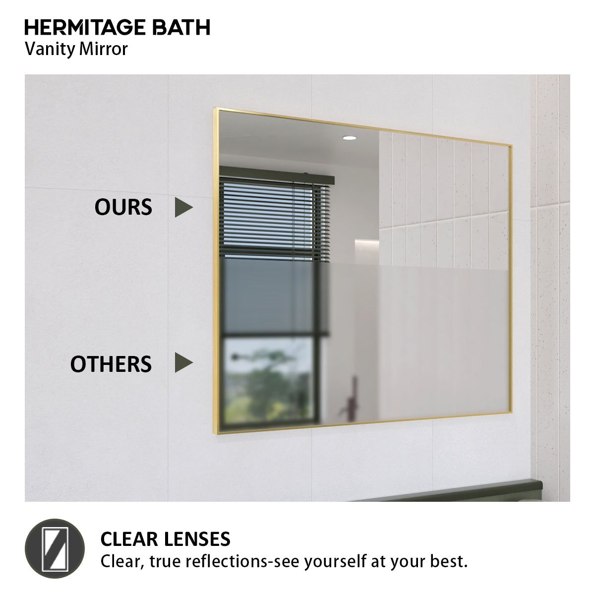 Obvilion 36 in. W x 30 in. H Rectangular Framed Wall Bathroom Vanity Mirror 3630GD-7