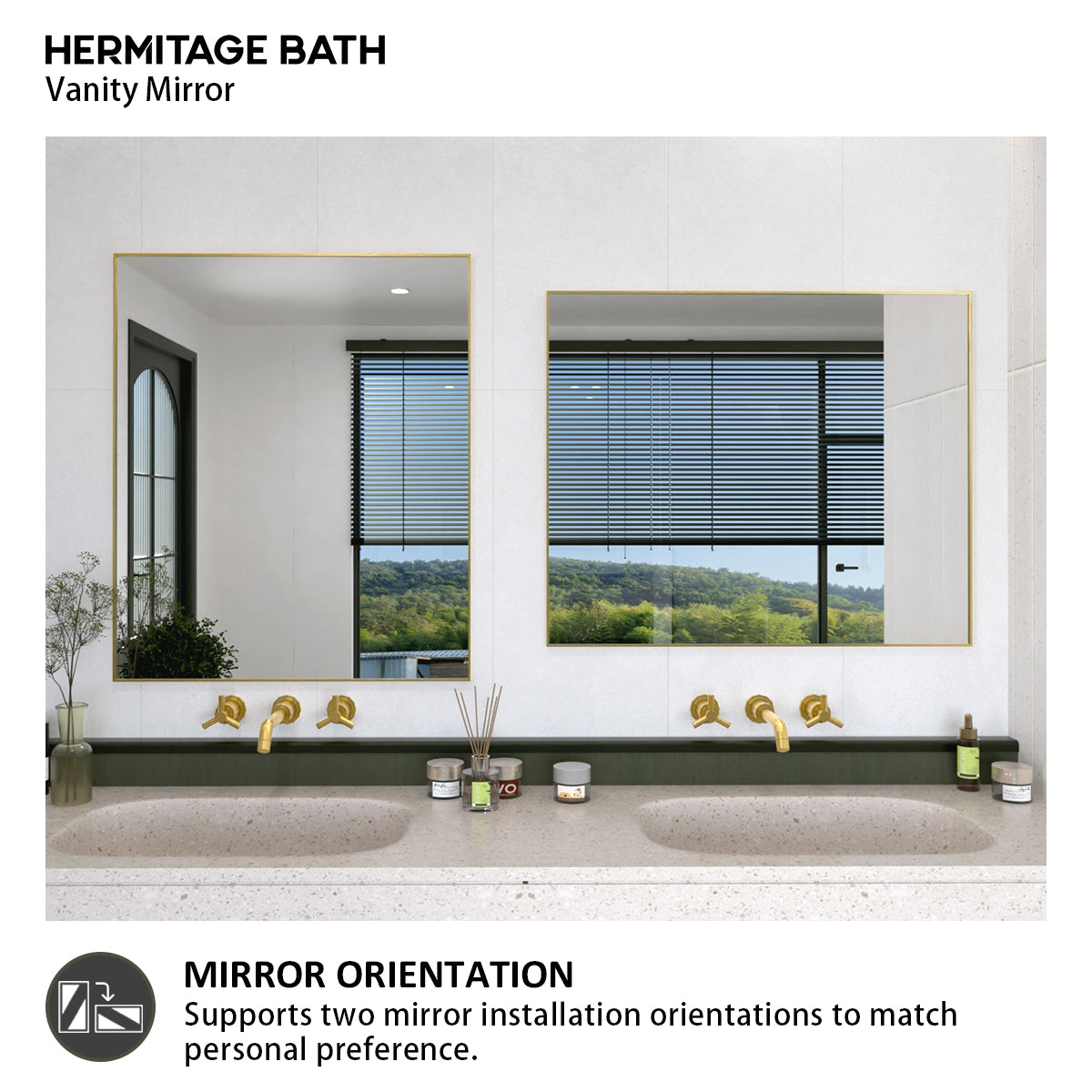 Obvilion 36 in. W x 30 in. H Rectangular Framed Wall Bathroom Vanity Mirror 3630GD-9