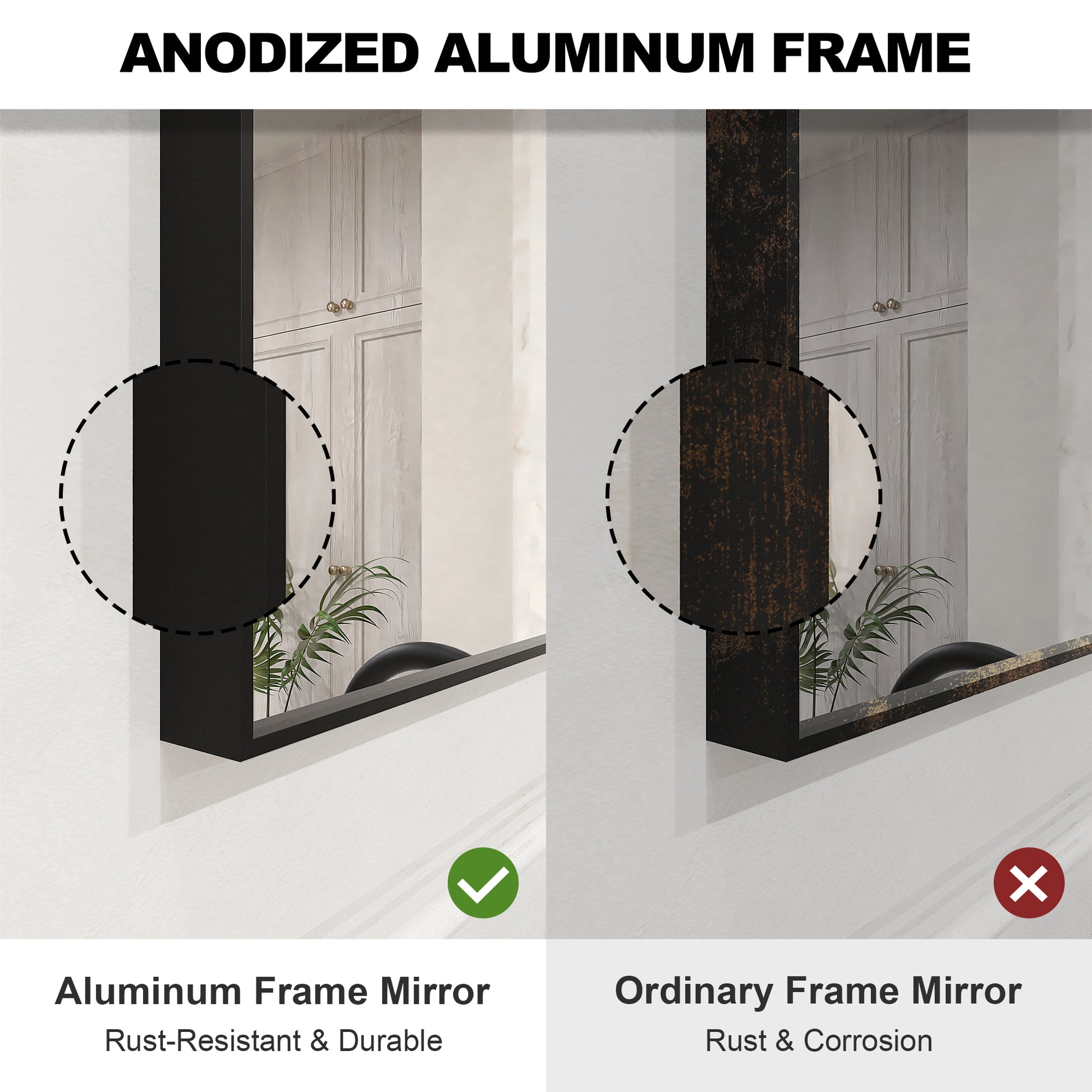Nova 36 in. W x 30 in. H Rectangular Framed Wall Bathroom Vanity Mirror 3630MB-6