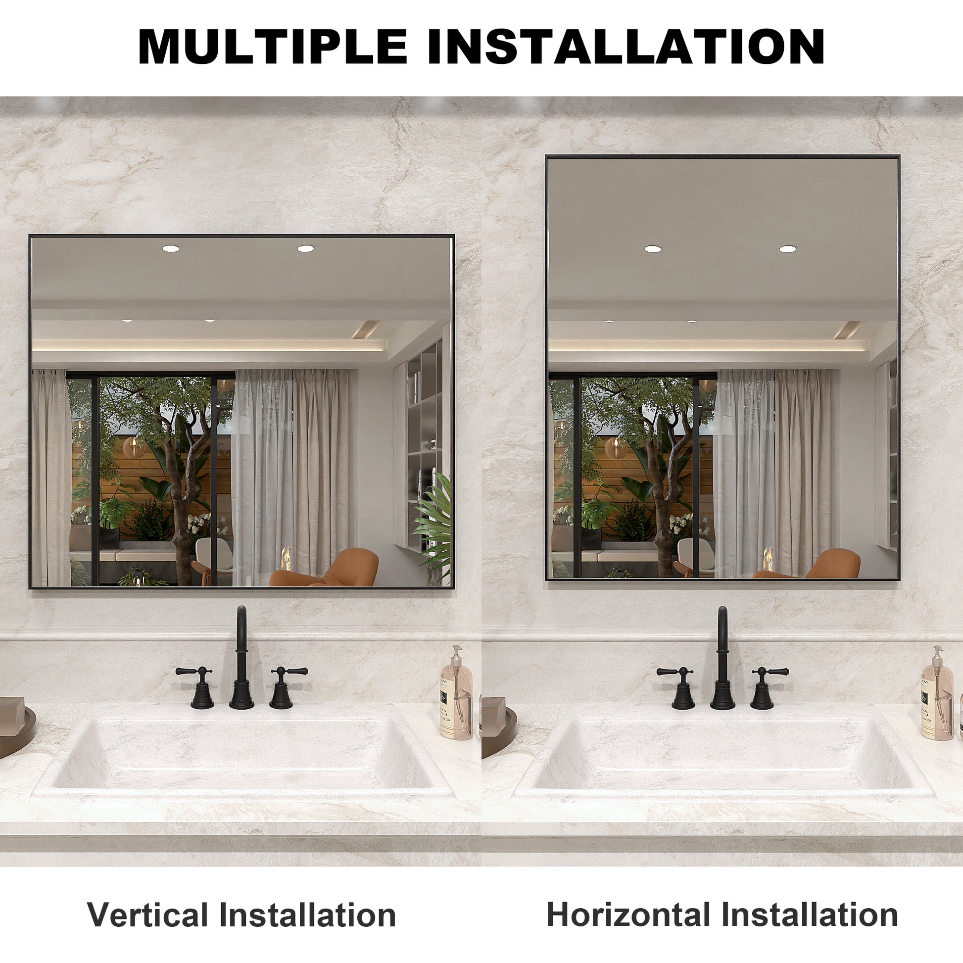 Nova 36 in. W x 30 in. H Rectangular Framed Wall Bathroom Vanity Mirror 3630MB-8