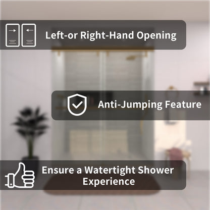 TaiMei 60 in. W x 76 in. H Sliding Semi-Frameless Shower Door with Clear Glass 3652-7260-BG03