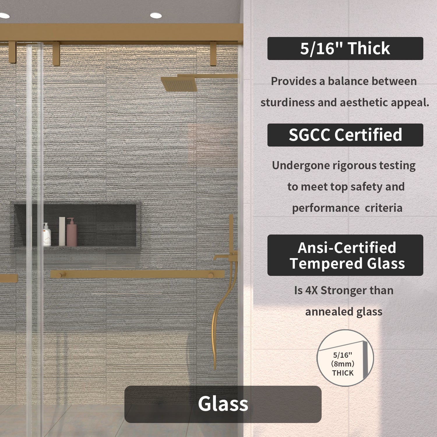 TaiMei 60 in. W x 76 in. H Sliding Semi-Frameless Shower Door with Clear Glass 3652-7260-BG07