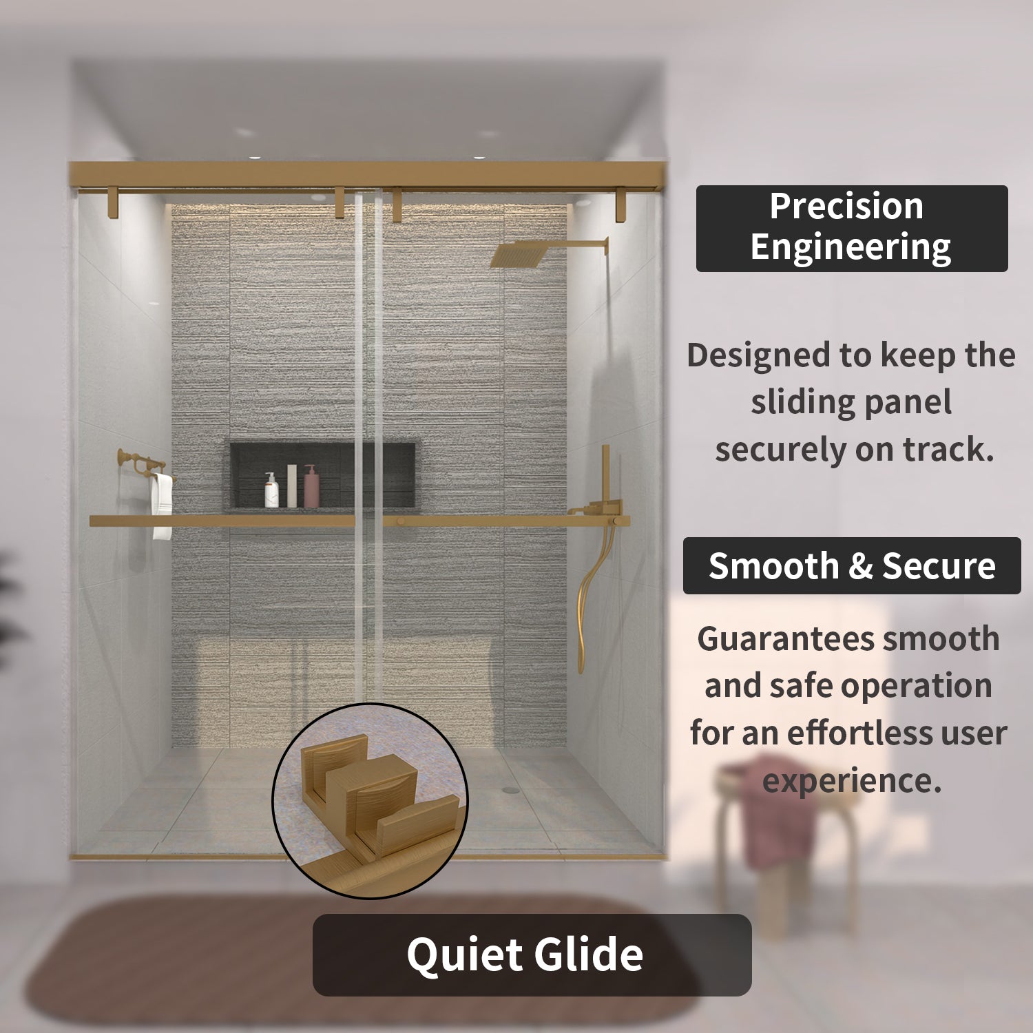 TaiMei 60 in. W x 76 in. H Sliding Semi-Frameless Shower Door with Clear Glass 3652-7260-BG08