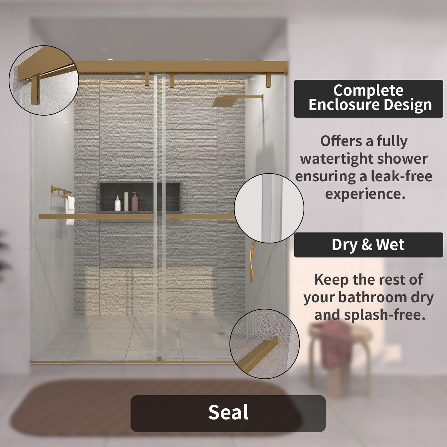 TaiMei 60 in. W x 76 in. H Sliding Semi-Frameless Shower Door with Clear Glass 3652-7260-BG09