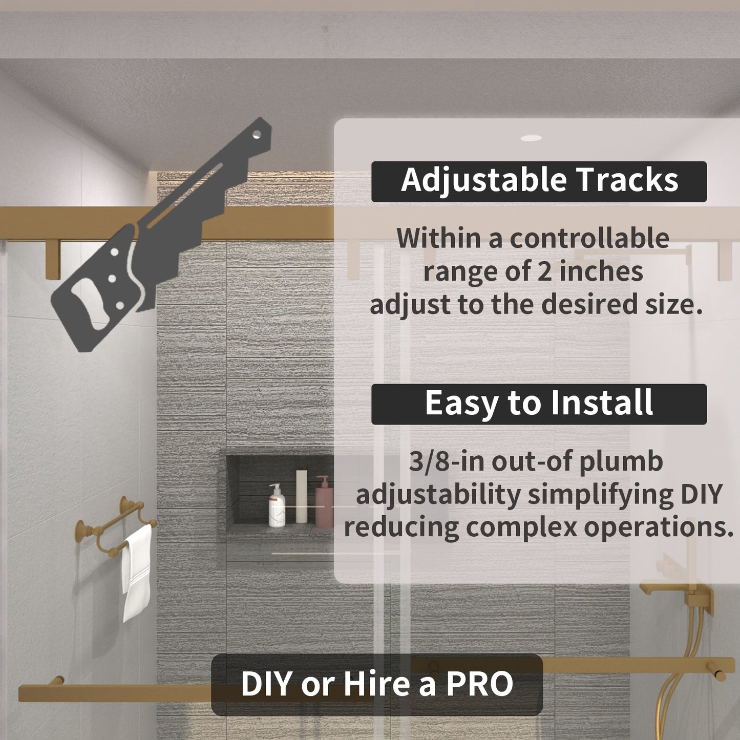 TaiMei 60 in. W x 76 in. H Sliding Semi-Frameless Shower Door with Clear Glass 3652-7260-BG10