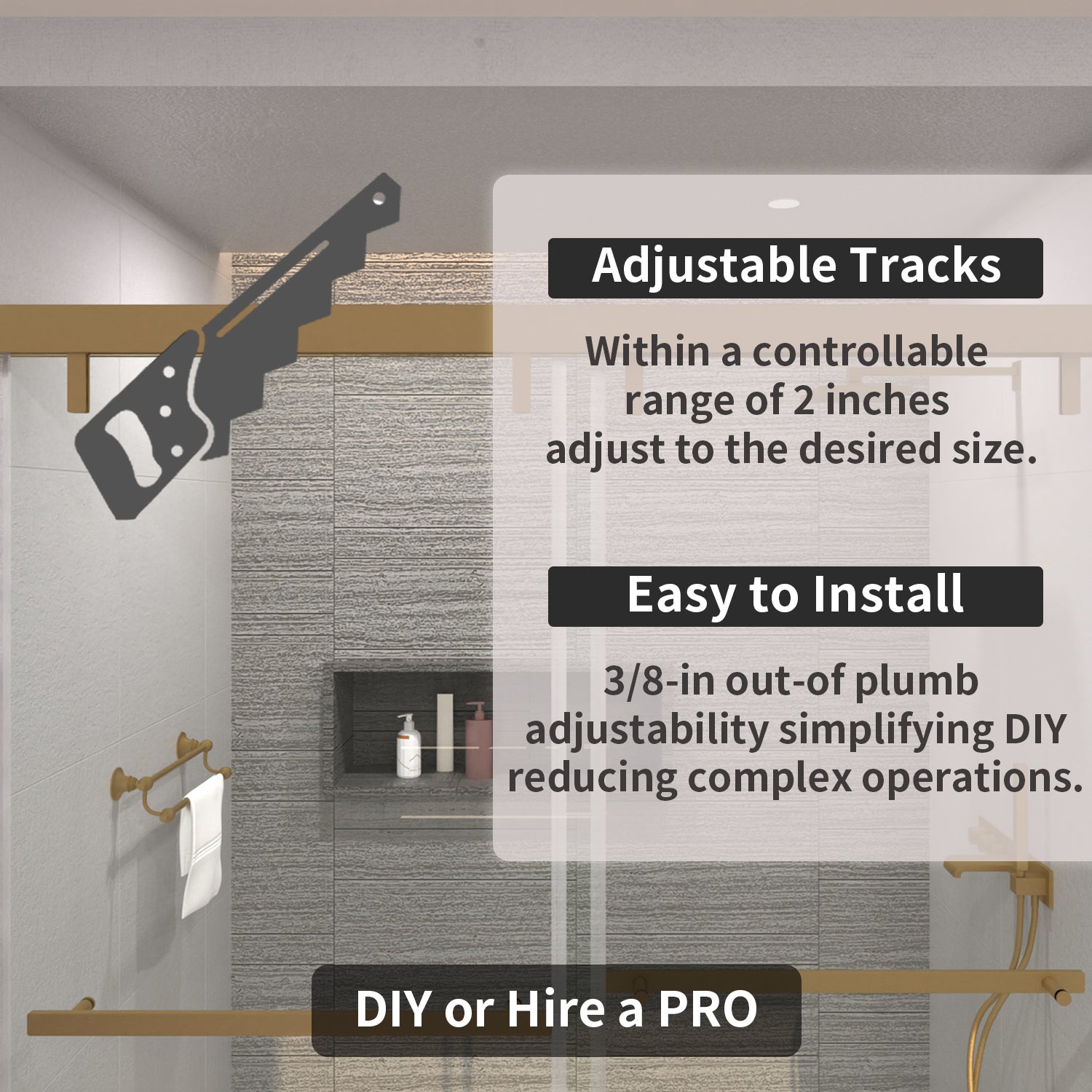 TaiMei 60 in. W x 76 in. H Sliding Semi-Frameless Shower Door with Clear Glass 3652-7260-BG10
