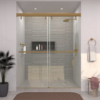 TaiMei 60 in. W x 76 in. H Sliding Semi-Frameless Shower Door with Clear Glass 3652-7260-BG13