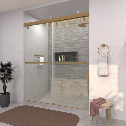 TaiMei 60 in. W x 76 in. H Sliding Semi-Frameless Shower Door with Clear Glass 3652-7260-BG14