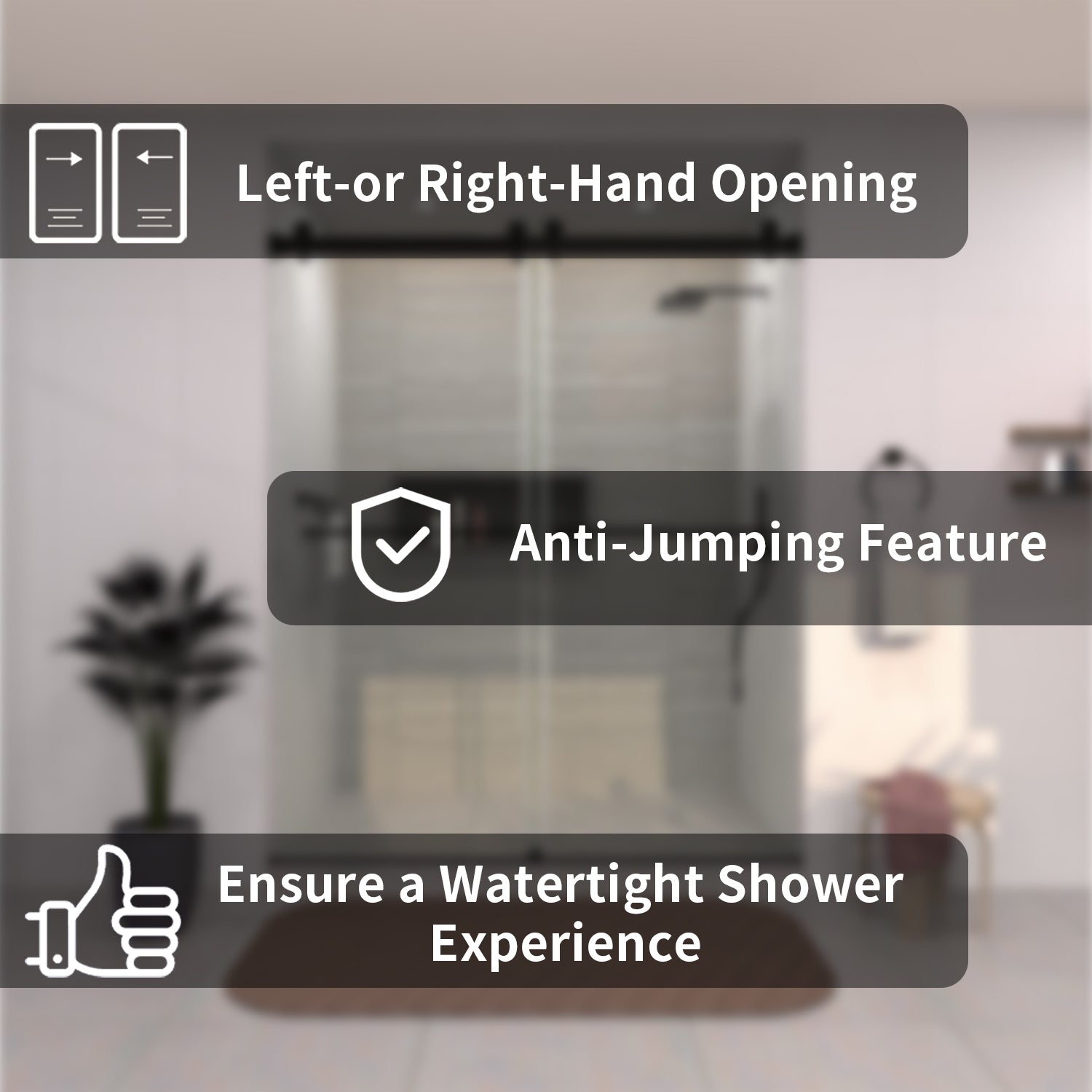 TaiMei 60 in. W x 76 in. H Sliding Semi-Frameless Shower Door with Clear Glass 3652-7260-BL03