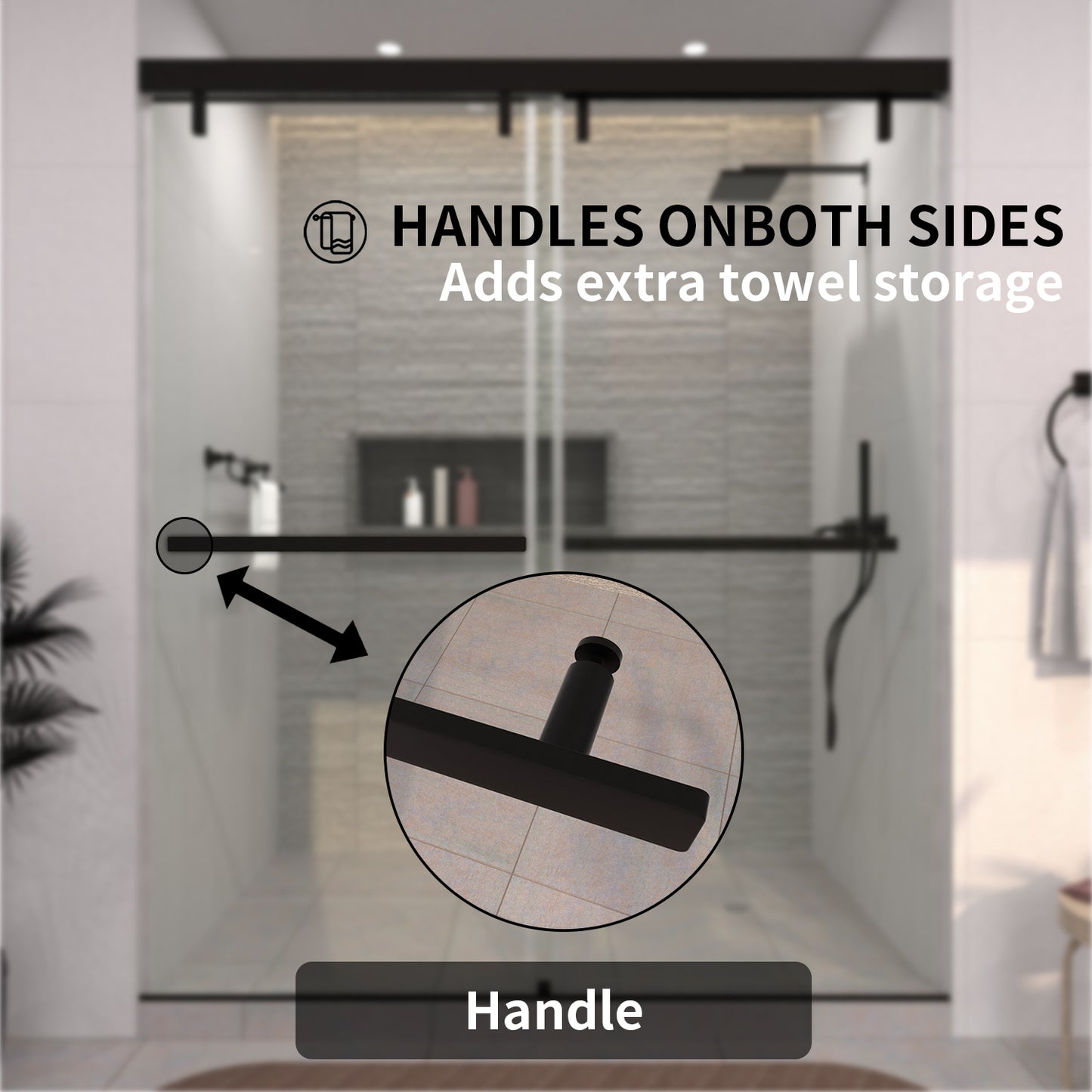 TaiMei 60 in. W x 76 in. H Sliding Semi-Frameless Shower Door with Clear Glass 3652-7260-BL06