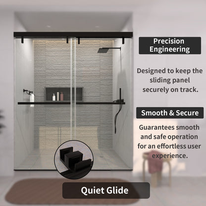 TaiMei 60 in. W x 76 in. H Sliding Semi-Frameless Shower Door with Clear Glass 3652-7260-BL08
