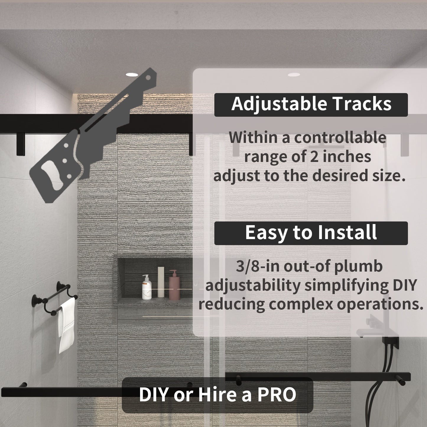 TaiMei 60 in. W x 76 in. H Sliding Semi-Frameless Shower Door with Clear Glass 3652-7260-BL10