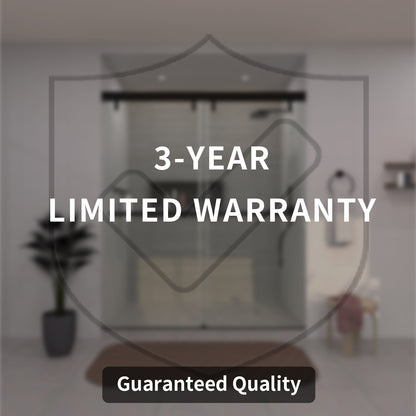 TaiMei 60 in. W x 76 in. H Sliding Semi-Frameless Shower Door with Clear Glass 3652-7260-BL12