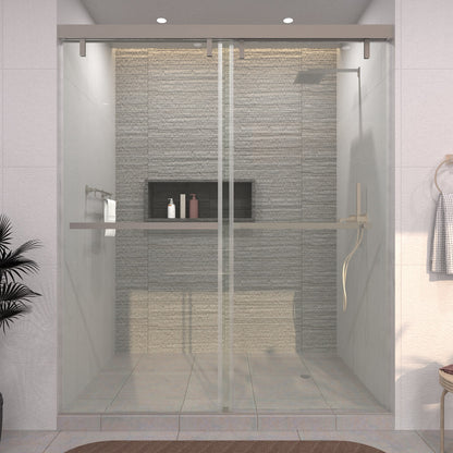 TaiMei 60 in. W x 76 in. H Sliding Semi-Frameless Shower Door with Clear Glass Brushed Nickel 3652-7260-BN01_4b5f52c9-5963-4672-98fd-a1ede92cbfe3