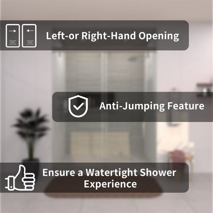 TaiMei 60 in. W x 76 in. H Sliding Semi-Frameless Shower Door with Clear Glass 3652-7260-BN03