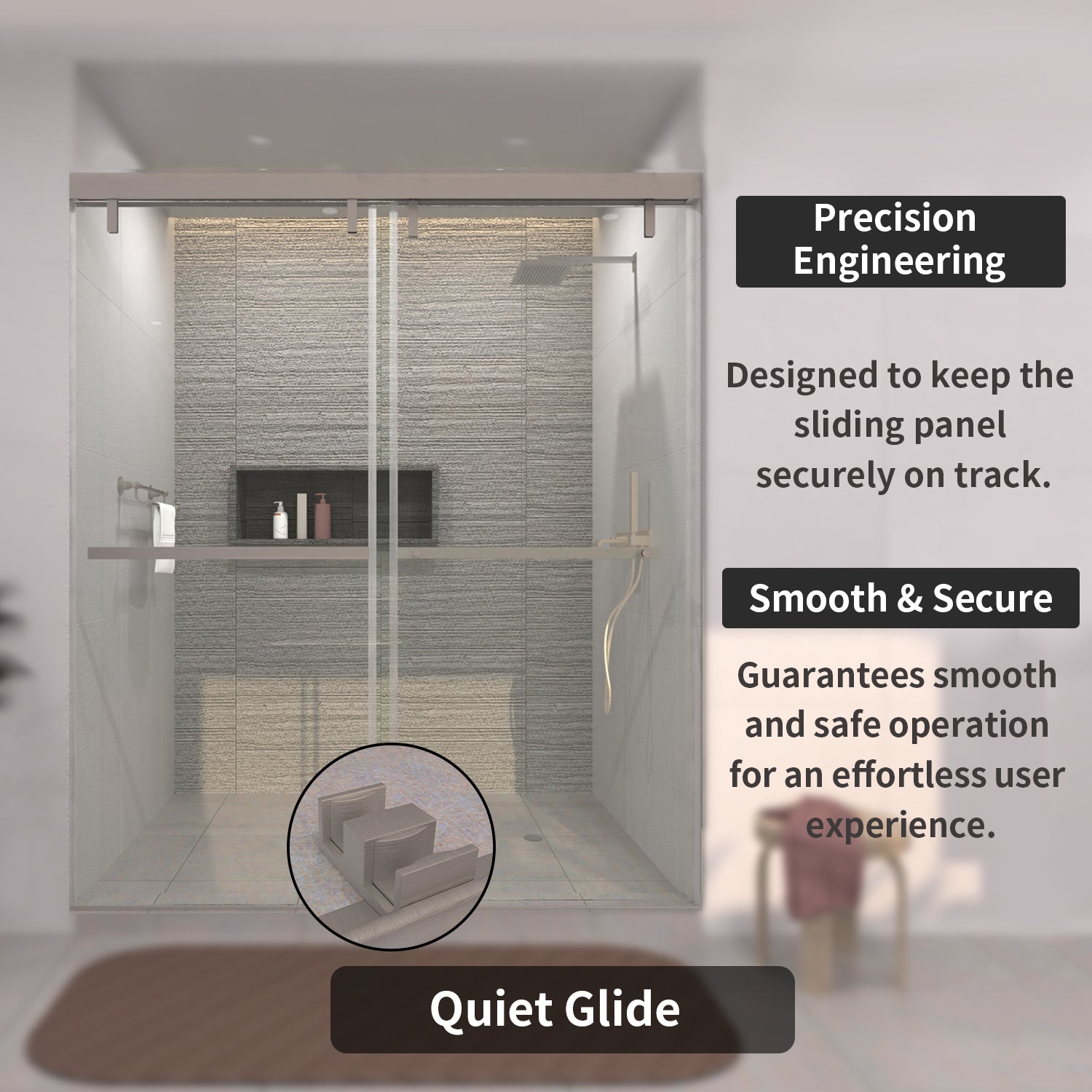TaiMei 60 in. W x 76 in. H Sliding Semi-Frameless Shower Door with Clear Glass 3652-7260-BN08