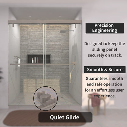 TaiMei 60 in. W x 76 in. H Sliding Semi-Frameless Shower Door with Clear Glass 3652-7260-BN08