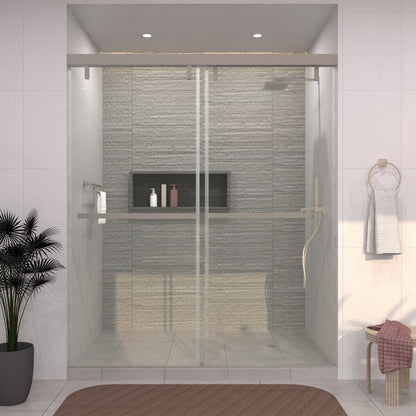 TaiMei 60 in. W x 76 in. H Sliding Semi-Frameless Shower Door with Clear Glass 3652-7260-BN13