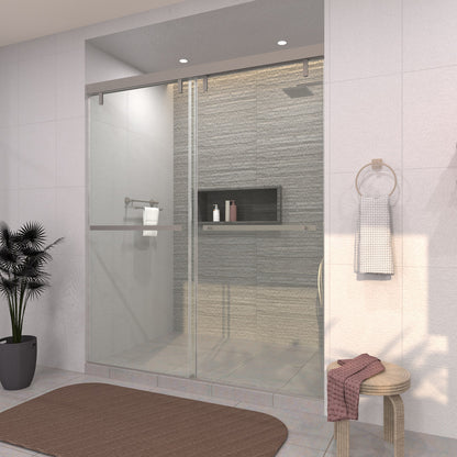 TaiMei 60 in. W x 76 in. H Sliding Semi-Frameless Shower Door with Clear Glass 3652-7260-BN14