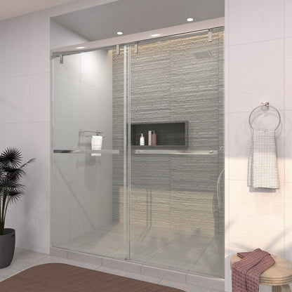 TaiMei 60 in. W x 76 in. H Sliding Semi-Frameless Shower Door with Clear Glass 3652-7260-CR02