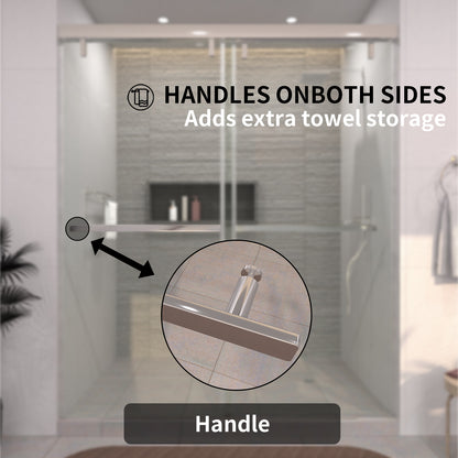 TaiMei 60 in. W x 76 in. H Sliding Semi-Frameless Shower Door with Clear Glass 3652-7260-CR06