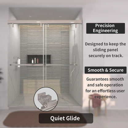 TaiMei 60 in. W x 76 in. H Sliding Semi-Frameless Shower Door with Clear Glass 3652-7260-CR08