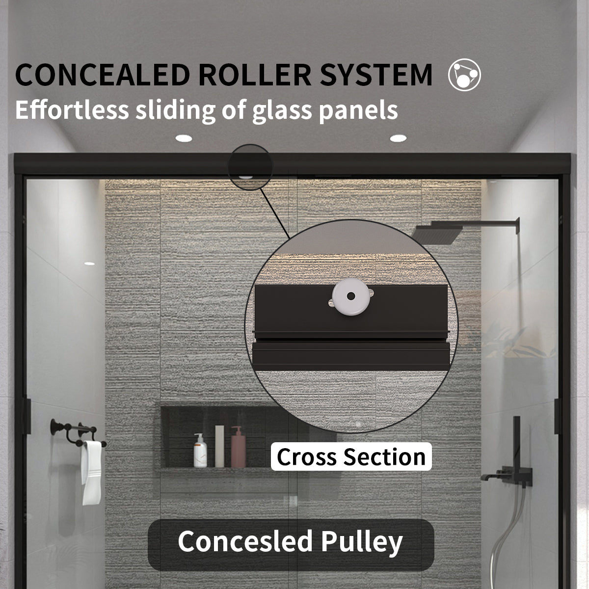 TaiMei 60 in. W x 56 in. H Sliding Semi-Frameless Tub Door with Clear Glass and Handles 37-5660-BL06_a1b80430-a70e-4ca9-922f-6a31bfb3f958