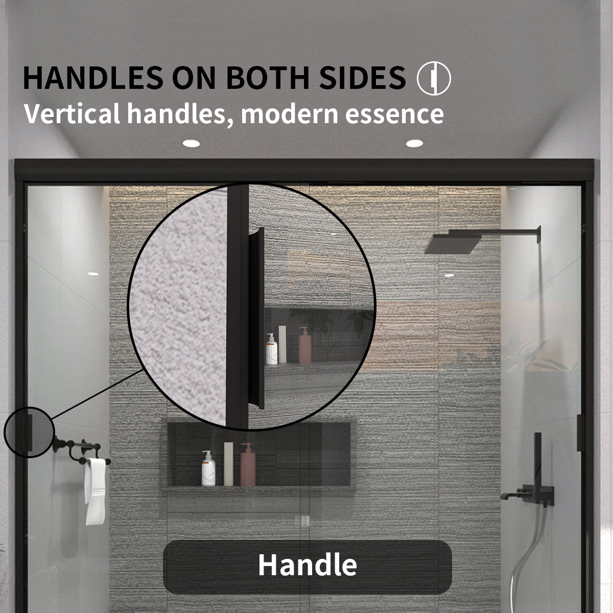 TaiMei 60 in. W x 56 in. H Sliding Semi-Frameless Tub Door with Clear Glass and Handles 37-5660-BL07_287fa792-2780-4aac-a50b-46ff6af5943e