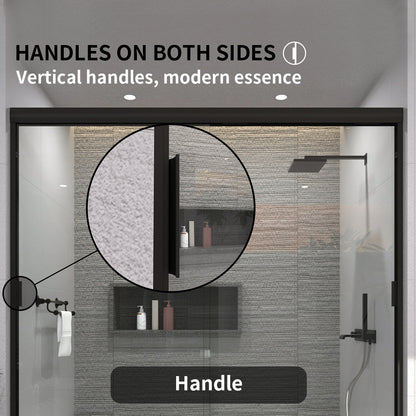 TaiMei 60 in. W x 56 in. H Sliding Semi-Frameless Tub Door with Clear Glass and Handles 37-5660-BL07_287fa792-2780-4aac-a50b-46ff6af5943e