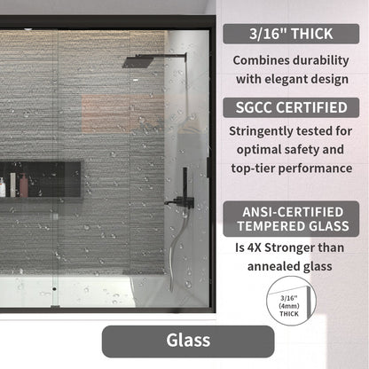 TaiMei 60 in. W x 56 in. H Sliding Semi-Frameless Tub Door with Clear Glass and Handles 37-5660-BL08_9acf1963-fabb-4a7e-a534-9bd5c7da51eb