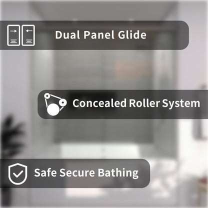 TaiMei 60 in. W x 56 in. H Sliding Semi-Frameless Tub Door with Clear Glass and Handles 37-5660-BN03_fdc3f511-c76b-4aba-aa5e-48e4ad1e67fc