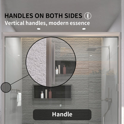 TaiMei 60 in. W x 56 in. H Sliding Semi-Frameless Tub Door with Clear Glass and Handles 37-5660-BN07_87f57511-780a-4f97-b36c-9b3af2700260