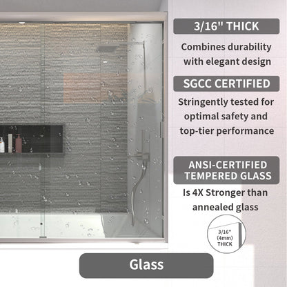 TaiMei 60 in. W x 56 in. H Sliding Semi-Frameless Tub Door with Clear Glass and Handles 37-5660-BN08_c737c932-421d-4258-91cf-6153403b0f55