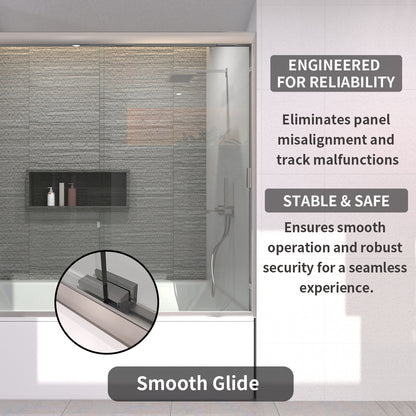 TaiMei 60 in. W x 56 in. H Sliding Semi-Frameless Tub Door with Clear Glass and Handles 37-5660-BN09_b15a24ea-19c5-4b26-bded-b9a9091bd289