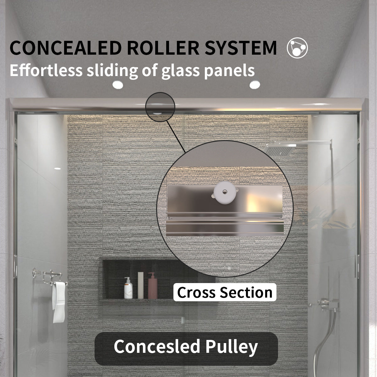 TaiMei 60 in. W x 56 in. H Sliding Semi-Frameless Tub Door with Clear Glass and Handles 37-5660-CR06_e03ecb03-5e5e-4531-ac8b-9ec84a04a4eb