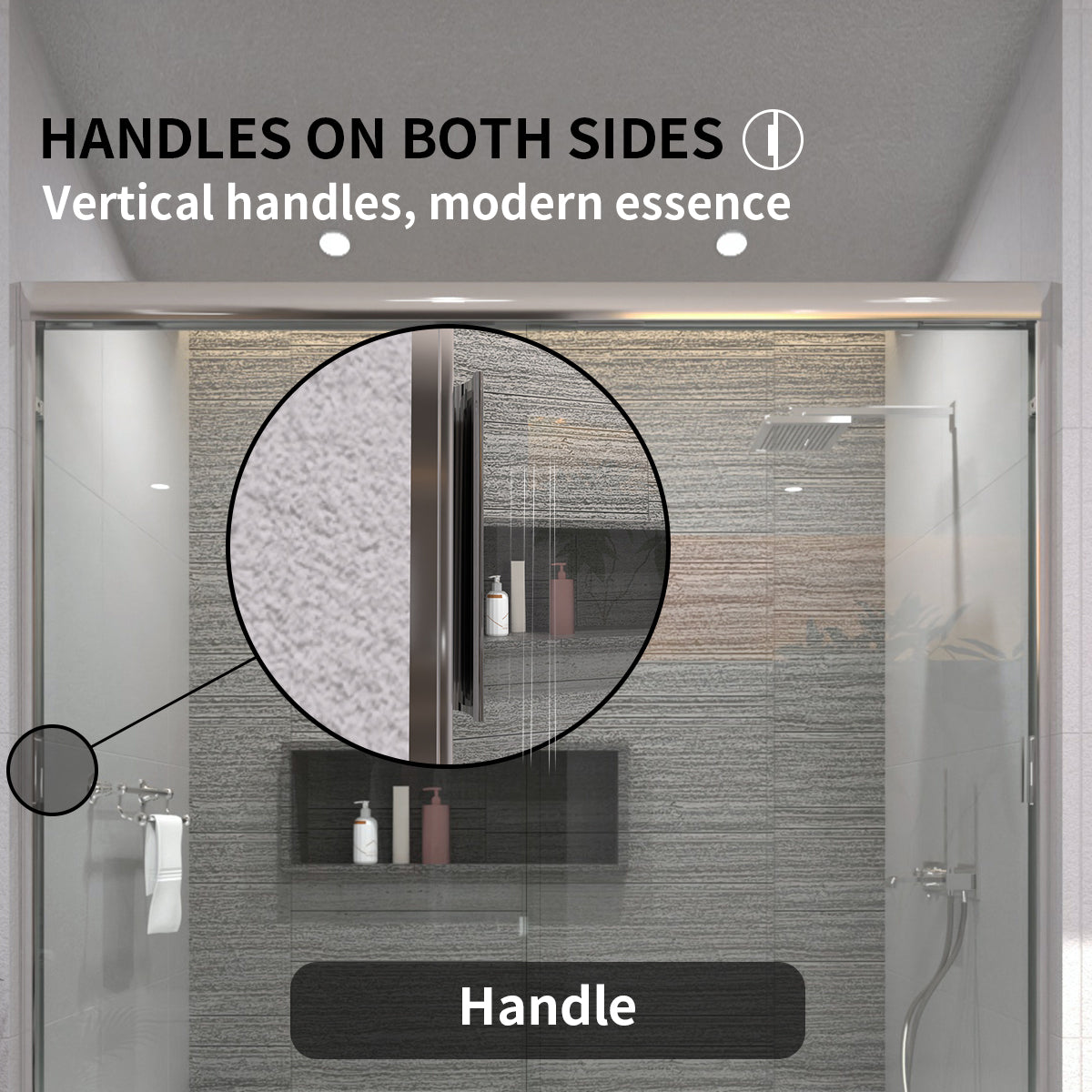 TaiMei 60 in. W x 56 in. H Sliding Semi-Frameless Tub Door with Clear Glass and Handles 37-5660-CR07_c26254df-9e35-4bd7-a800-94ba498f5632