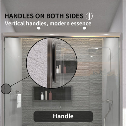 TaiMei 60 in. W x 56 in. H Sliding Semi-Frameless Tub Door with Clear Glass and Handles 37-5660-CR07_c26254df-9e35-4bd7-a800-94ba498f5632
