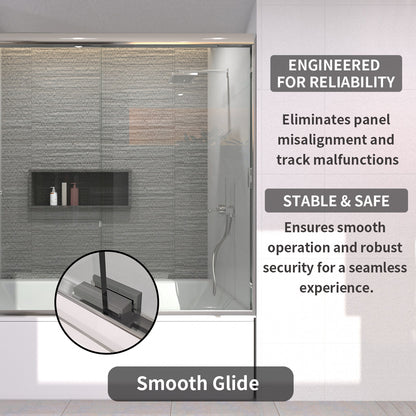 TaiMei 60 in. W x 56 in. H Sliding Semi-Frameless Tub Door with Clear Glass and Handles 37-5660-CR09_d08359cd-2877-4388-8235-e0b5ebef994a