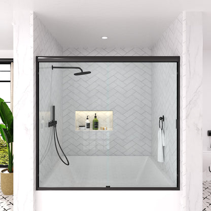 Slate 60 in. W x 56 in. H Semi-Frameless Sliding Tub Door with 1/4 in. Clear Tempered Glass Matte Black 37-5660BL1
