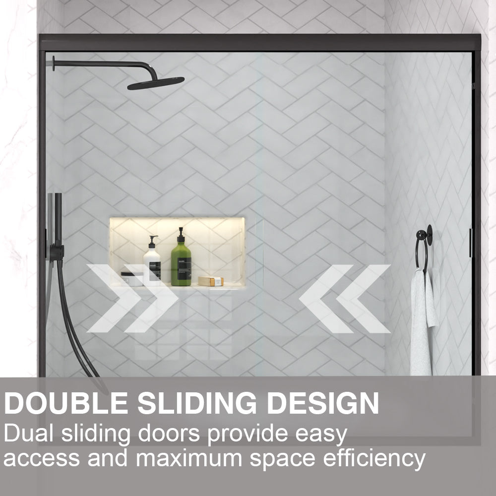 Slate 60 in. W x 56 in. H Semi-Frameless Sliding Tub Door with 1/4 in. Clear Tempered Glass 37-5660BL10