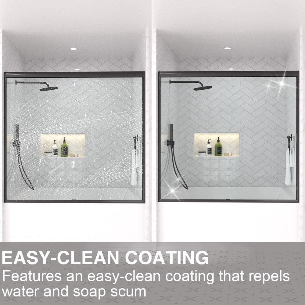 Slate 60 in. W x 56 in. H Semi-Frameless Sliding Tub Door with 1/4 in. Clear Tempered Glass 37-5660BL12