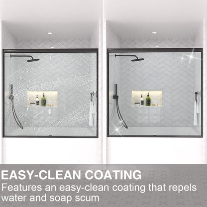 Slate 60 in. W x 56 in. H Semi-Frameless Sliding Tub Door with 1/4 in. Clear Tempered Glass 37-5660BL12