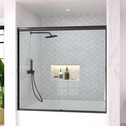 Slate 60 in. W x 56 in. H Semi-Frameless Sliding Tub Door with 1/4 in. Clear Tempered Glass 37-5660BL2