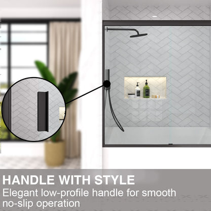 Slate 60 in. W x 56 in. H Semi-Frameless Sliding Tub Door with 1/4 in. Clear Tempered Glass 37-5660BL7