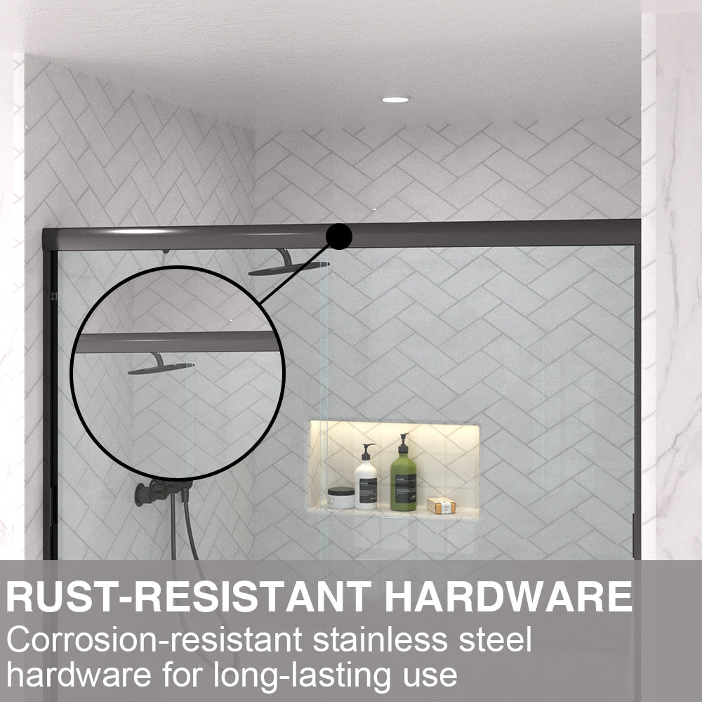 Slate 60 in. W x 56 in. H Semi-Frameless Sliding Tub Door with 1/4 in. Clear Tempered Glass 37-5660BL8