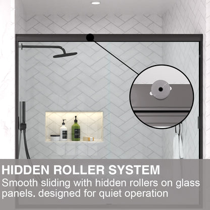 Slate 60 in. W x 56 in. H Semi-Frameless Sliding Tub Door with 1/4 in. Clear Tempered Glass 37-5660BL9