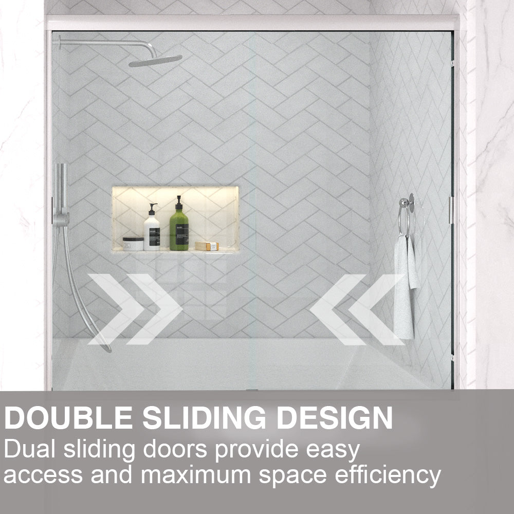 Slate 60 in. W x 56 in. H Semi-Frameless Sliding Tub Door with 1/4 in. Clear Tempered Glass 37-5660CR10