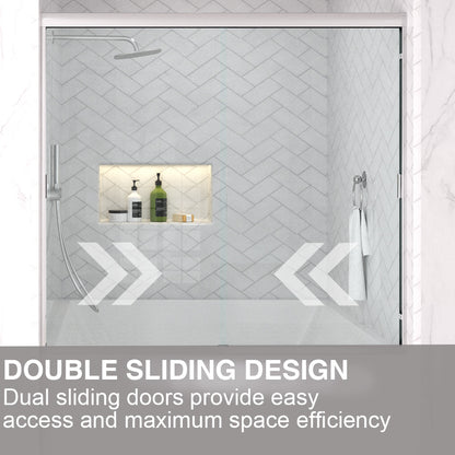 Slate 60 in. W x 56 in. H Semi-Frameless Sliding Tub Door with 1/4 in. Clear Tempered Glass 37-5660CR10